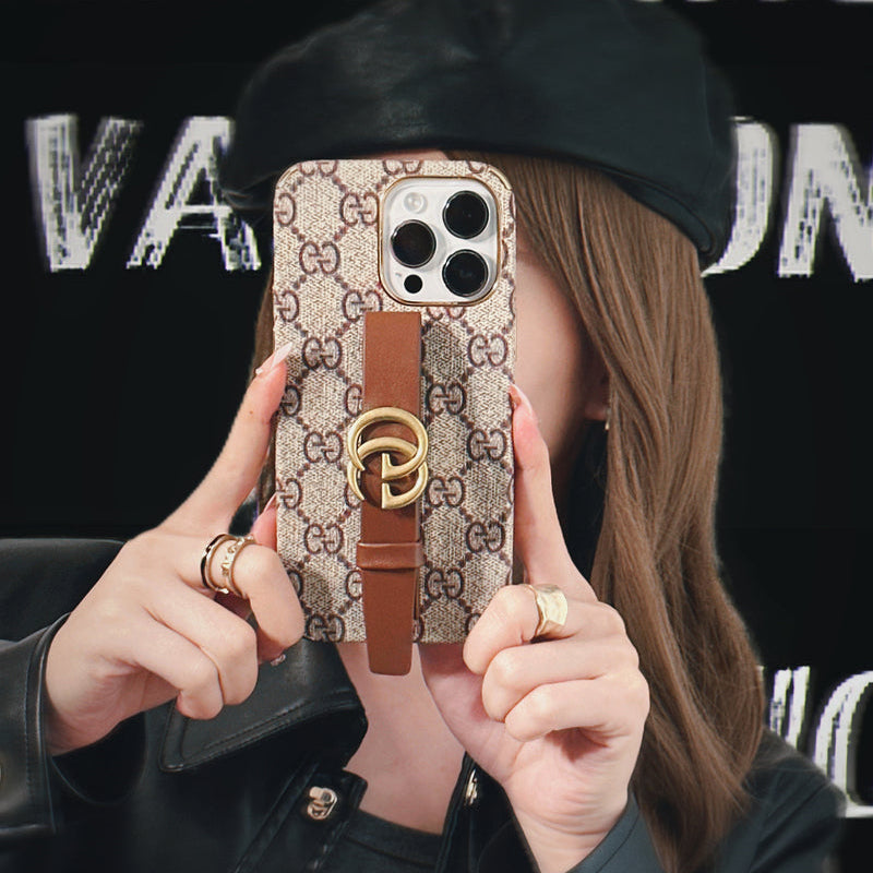 GG iPhone Case With Holder Brown