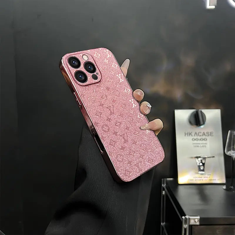 Electroplated flash brick LV iPhone case