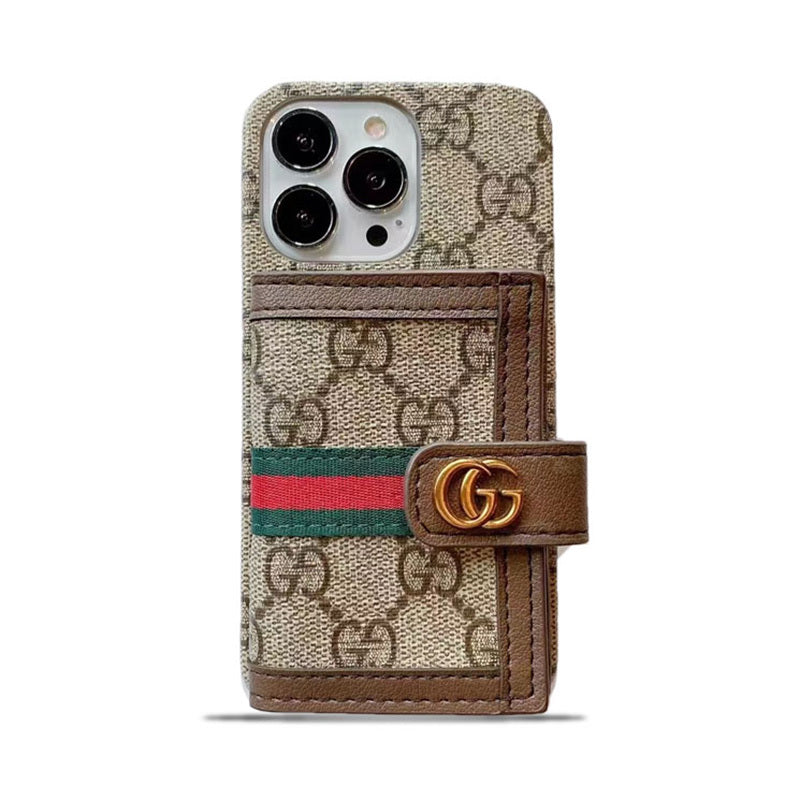 GG iPhone Case With Wallet Brown