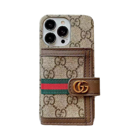 GG iPhone Case With Wallet Brown