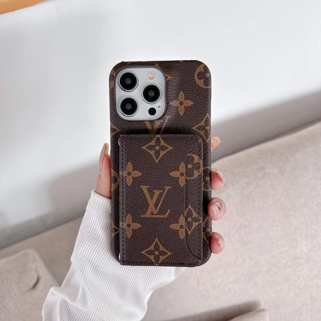 LV Monogram iPhone Case Luxury Edition with Card Holder
