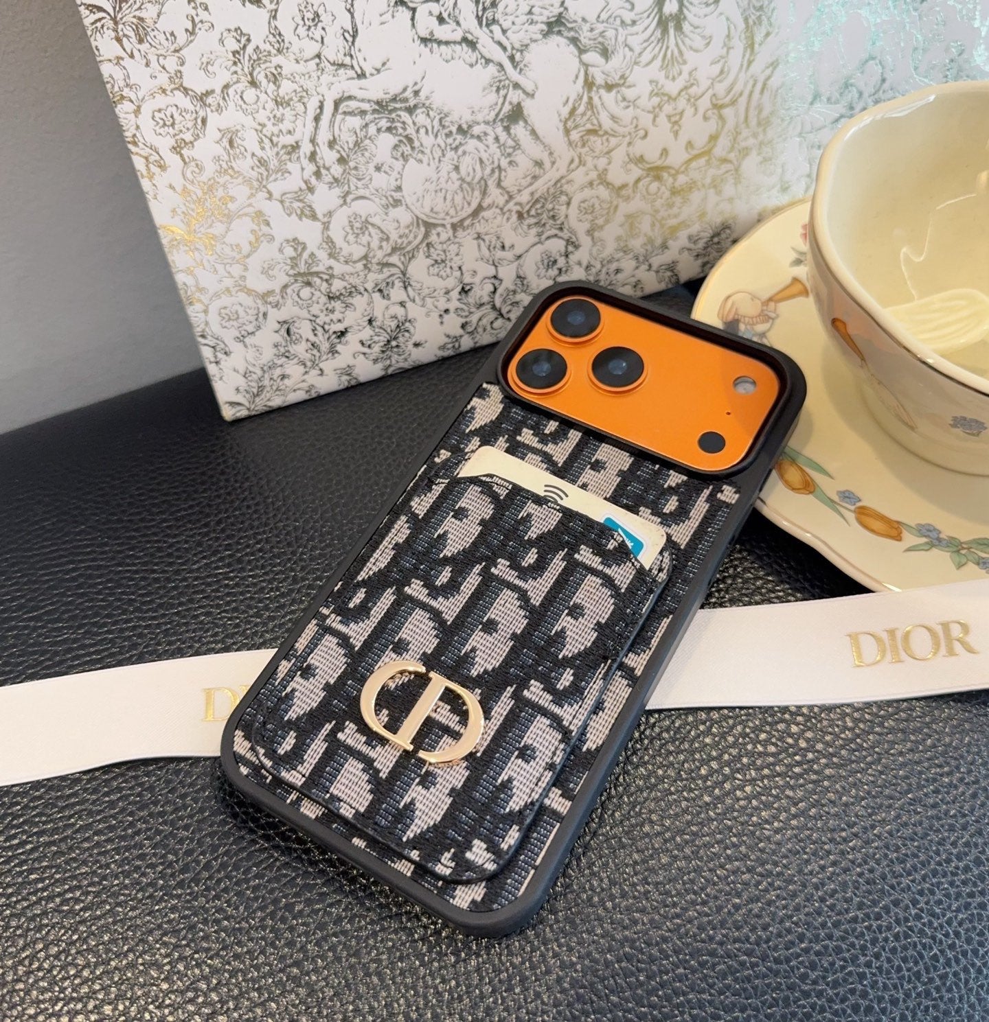 Dior Card Holder Fabric Full-Cover Phone Case
