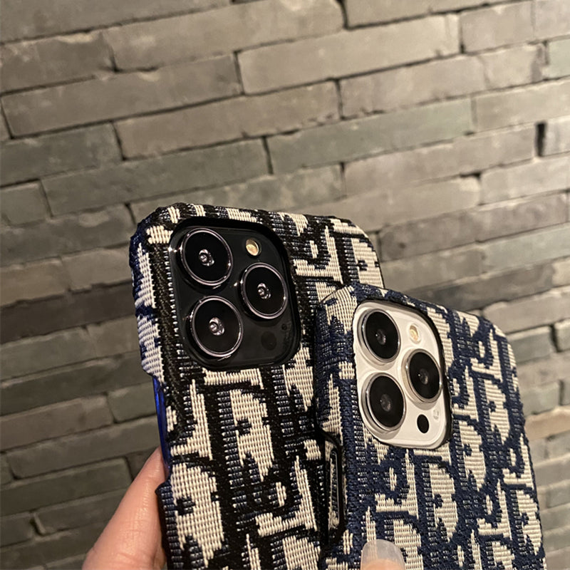 Luxury CD iPhone Case Classic Fabric Gray