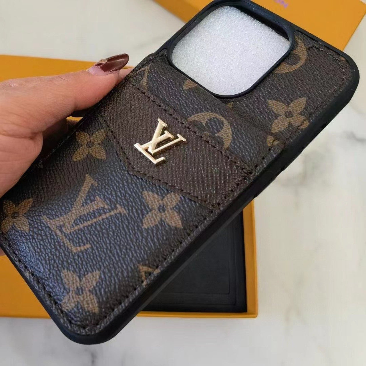Luxury LV Monogram Wallet iPhone Case with Card Holder