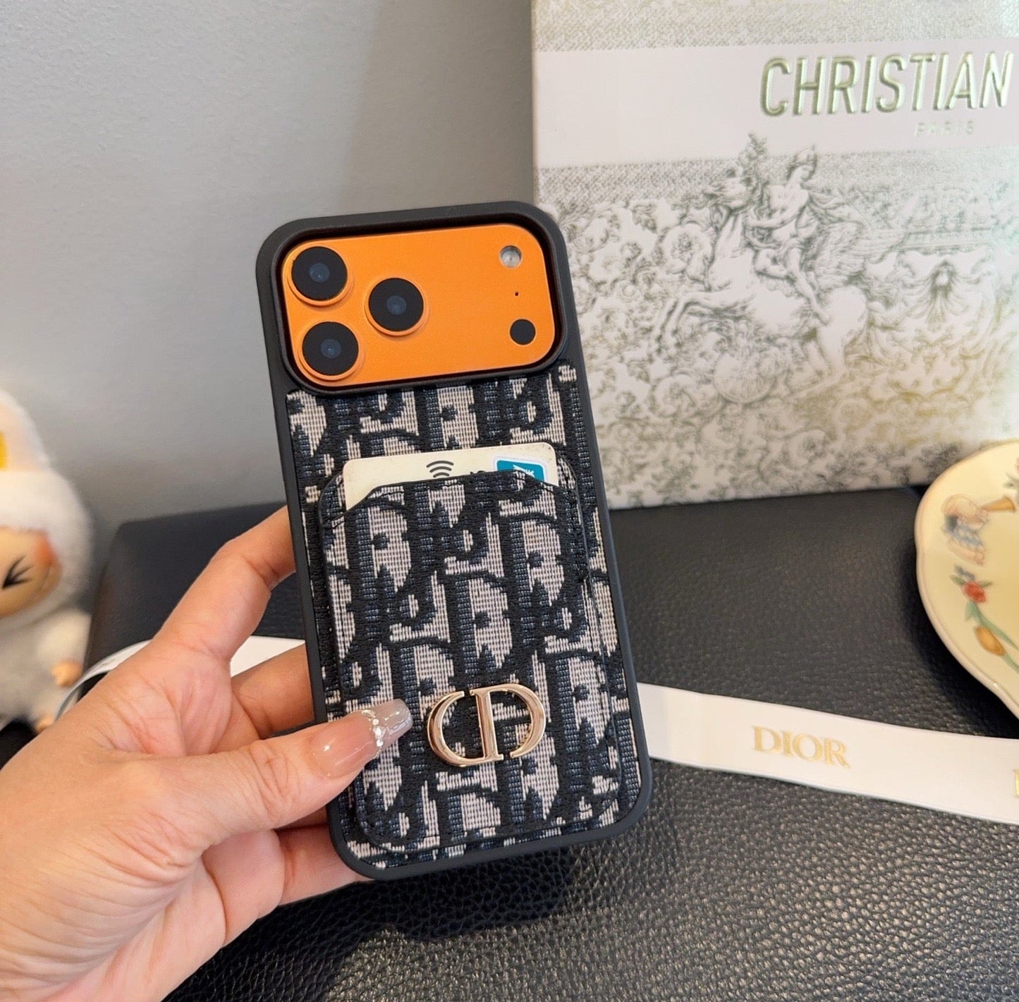 Dior Card Holder Fabric Full-Cover Phone Case