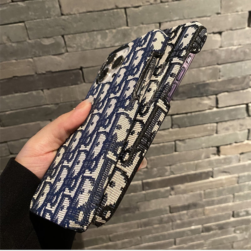 Luxury CD iPhone Case Classic Fabric Gray
