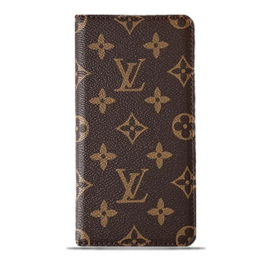 Monogram Leather V iPhone Wallet Case Magnetic Flip Cover