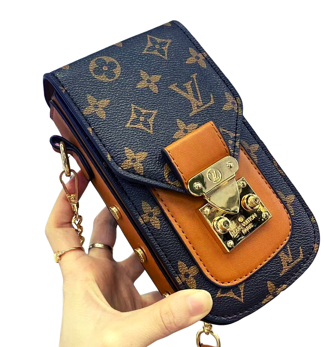 Chic Monogrammed LV Phone Pouch & Metal Chain