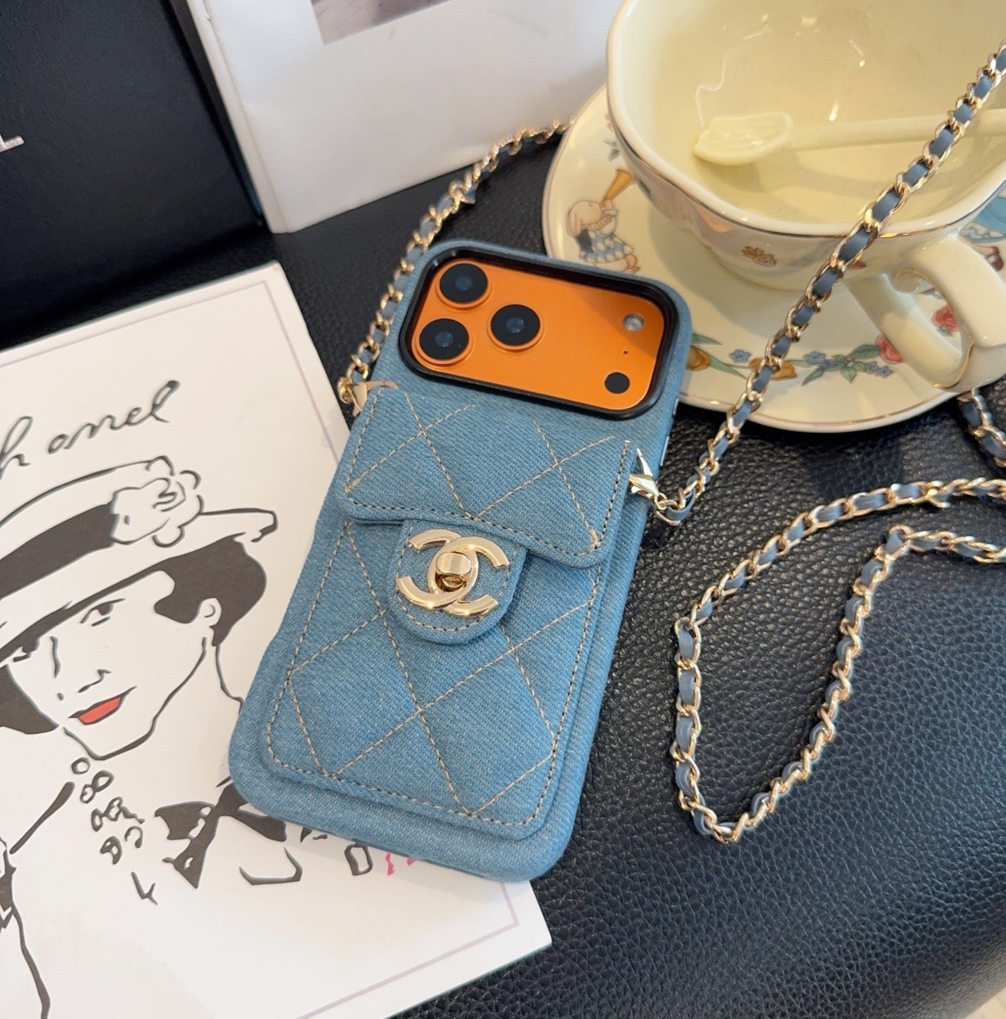 Chanel Denim CC Crossbody iPhone Case with Card Slot
