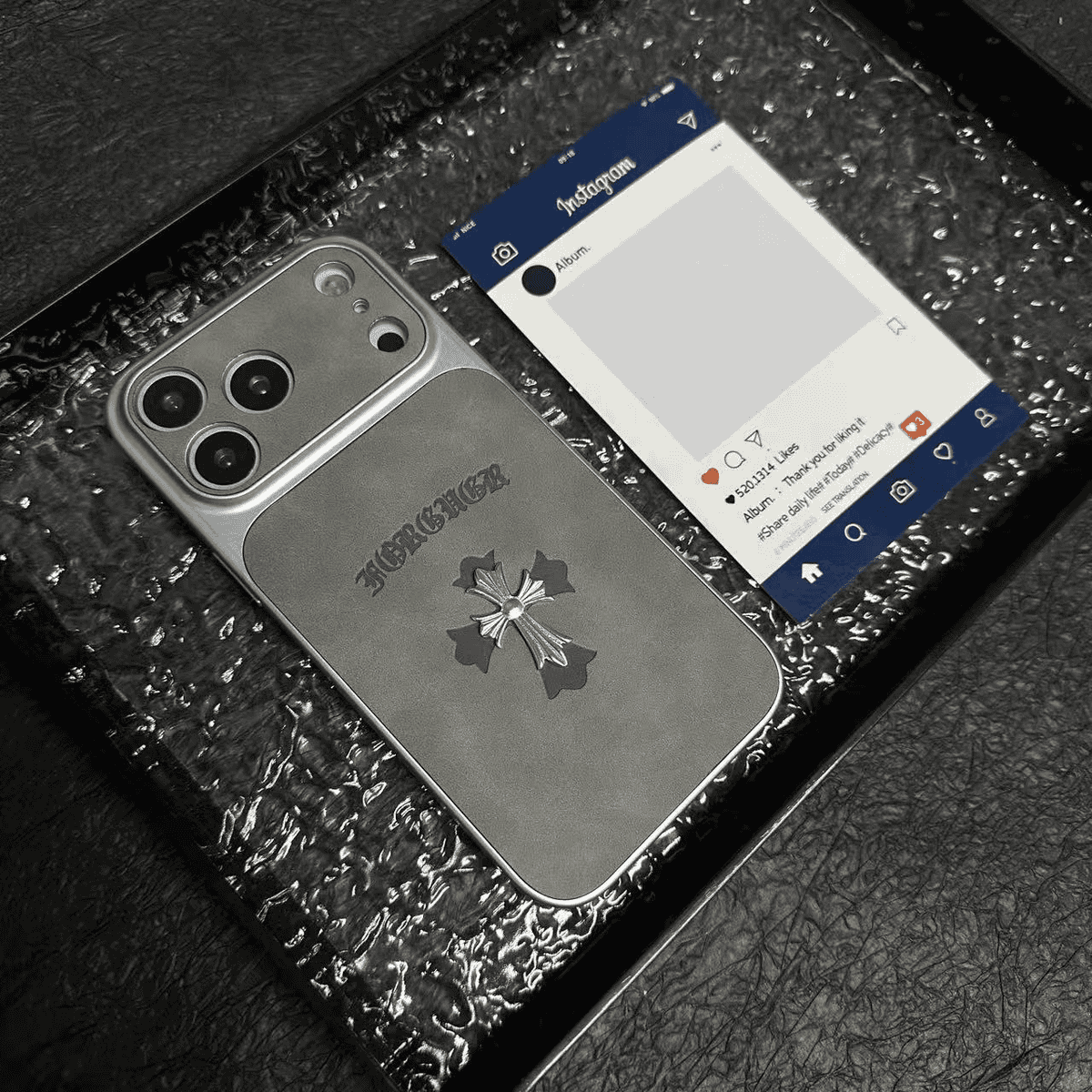 Chrome Hearts luxury leather iphone Case