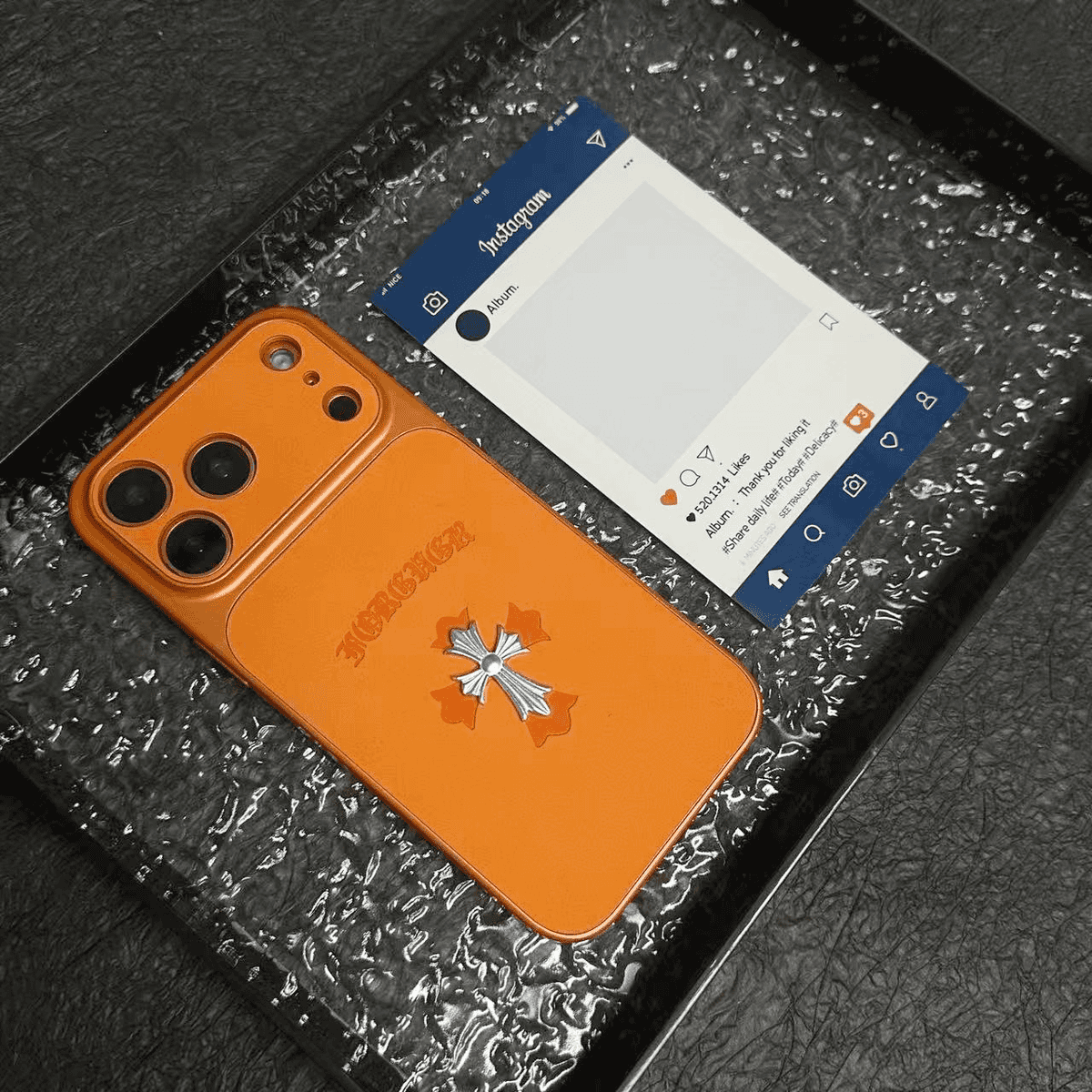 Chrome Hearts luxury leather iphone Case