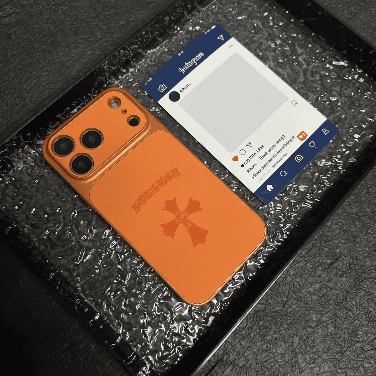 Chrome Hearts luxury leather iphone Case