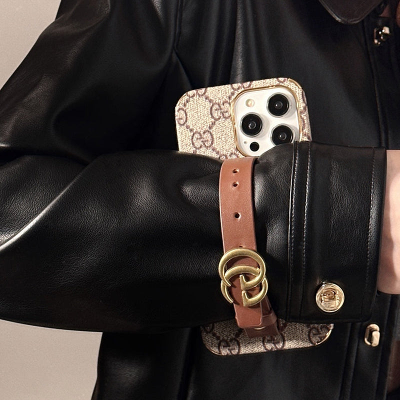 GG iPhone Case With Holder Brown