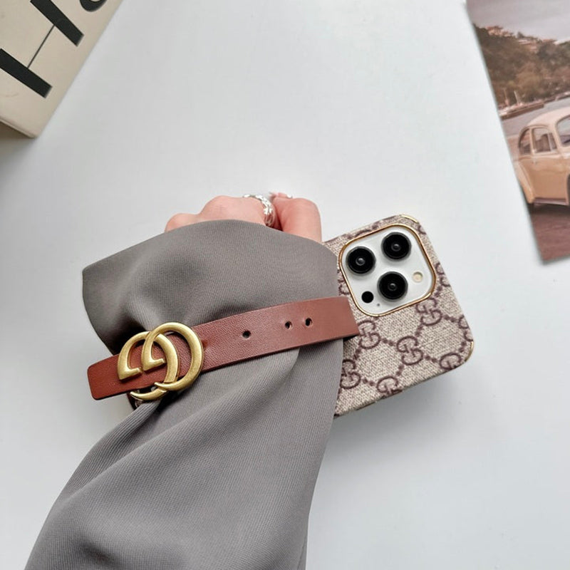 GG iPhone Case With Holder Brown